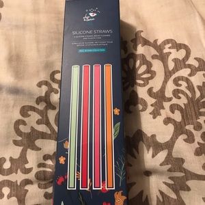 Reusable silicone straws with carrying case